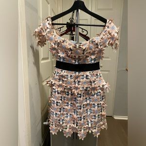 Self Portrait Off-shoulder Floral Mini Dress